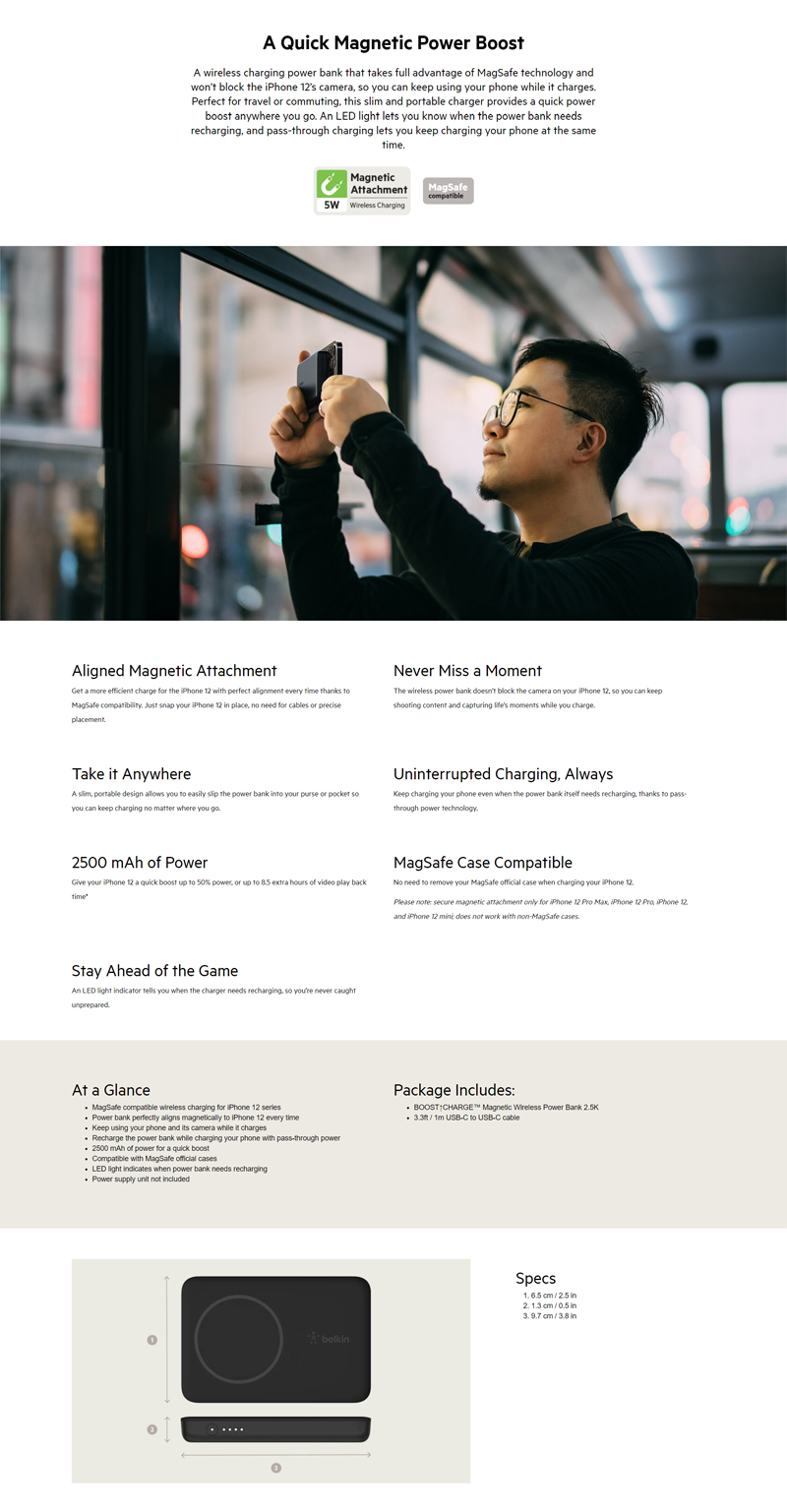 Belkin BOOST CHARGE Wireless Power Bank 2.5K Black 2500 mAh