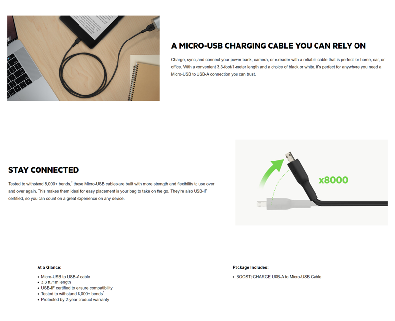 Buy CAB005BT1MWH BELKIN 1M MICRO USB TO USBA CHARGE/SYNC CABLE, WHT, 2