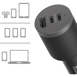 OtterBox 72W Usb-c Triple Port Premium Pro Fast Car Charger - Black (78-80899),1x Usb-a (12W), 2x Usb-c (30W),Fast-Charging For Samsung & IPhone 78-80899