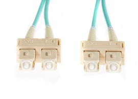 3m Sc-Sc OM4 Multimode Fibre Optic Cable: 3mm Oversleeving | Aqua 015.006.4403