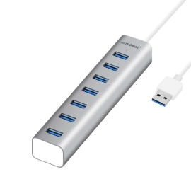 Mbeat® 7-Port USB 3.0 Powered Hub - USB 2.0/1.1/Aluminium Slim Design Hub With Fast Data Speeds (5Gbps) Power Delivery For Pc And Mac Devices Weight: MB-HUB768