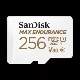 SanDisk Max Endurance MicroSDXC Card, Sqqvr 256G, (120,000 Hrs), Uhs-I, C10, U3, V30, 100MB/s R, 40MB/s W, Sd Adaptor, 15Y SDSQQVR-256G-GN6IA
