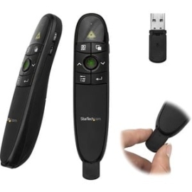 StarTech.com Presentation Pointer - Radio Frequency - USB 2.0 Type A - Laser - Black - 1 Each - Vibrant Green Colored Laser Produces A Higher Visibility On Projectors And LCD/LED Hd Screens-Wireless Presentation Clicker Has Wireless Range Of Up To 90 Ft.