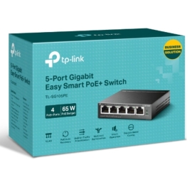 TP-Link Tl-Sg105Pe 5-Port Gigabit Easy Smart Switch With 4-Port PoE+, Up To 65W For All PoE Ports, Up To 30W Each PoE Port TL-SG105PE