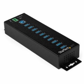 StarTech.com 10 Port USB Hub W/ Power Adapter - Metal Industrial USB 3.0 Data Hub - Din Rail, Wall & Desk Mount USB 3.2 Gen 1 5Gbps Hub - Uasp Support - 10 Total USB Port(s) - 10 USB 3.1 Port(s) - Pc HB30A10AME