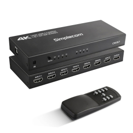 Simplecom CM317 7-Port Hdmi 2.0 Switch With Remote 7 In 1 Out Splitter Hdcp 2.2 4K@60Hz CM317