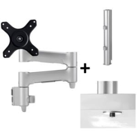Awms-4640 Swing Arm On Post - Monitors To 34" - Fingertip Adjustments - Bolt Through Desk Fixing - Silver AWMS-4640-B-S