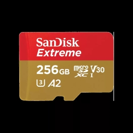 SanDisk Extreme MicroSDXC, Sqxav 256GB, V30, U3, C10, A2, Uhs-I, 190MB/s R, 130MB/s W, 4x6, Sd Adaptor, Lifetime Limited SDSQXAV-256G-GN6MA