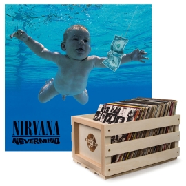 Crosley Record Storage Crate & Nirvana Nevermind - Vinyl Album Bundle UM-4244251-B