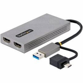 StarTech.com USB To Dual Hdmi Adapter, USB A/C To 2x Hdmi Displays (1x 4K30, 1x 1080p), USB 3.0 To Hdmi Converter, 4in/11cm Cable, Win/Mac - USB To Dual Hdmi Display Adapter Adds 1x 4K 30Hz + 1x 1080p Displays To A Laptop; Integrated Usb-a/usb-c Adapter