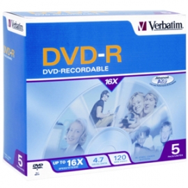 Verbatim Dvd-r 5pk Jewel Case - 4.7gb 16x 95070