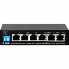 D-Link 6-Port PoE Switch with 4 Long Reach 250m PoE Ports and 2 Uplink Ports DES-F1006P-E