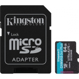 Kingston 64GB MSDXC CANVAS GO PLUS 170R A2 U3 V30 CARD + ADAPTER SDCG3/64GB