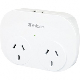 Verbatim DUAL USB SURGE PROTECTED WITH DOUBLE ADAPTOR - WHITE 66595