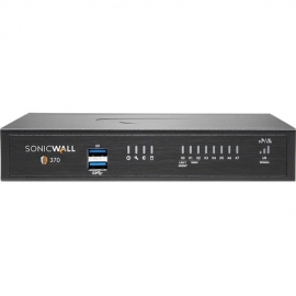 SonicWall TZ370 Network Security/Firewall Appliance - 8 Port - 10/100/1000Base-T - Gigabit Ethernet - DES, 3DES, MD5, SHA-1, AES (128-bit), AES (192-bit), AES (256-bit) - 8 x RJ-45 - Desktop, Rack-mountable 02-SSC-2825