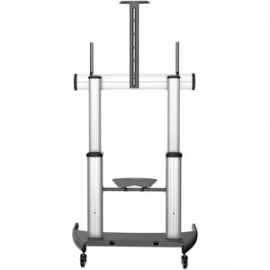 Startech.Com Mobile TV Stand - Heavy Duty TV Cart for 60-100in Display (100kg/220lb) - Height Adjustable Rolling Flat Screen Floor Standing on Wheels - Universal Television Mount w/Shelves (STNDMTV100) 