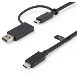 Startech.Com 1m (3ft) USB-C Cable with USB-A Adapter Dongle - Hybrid 2-in-1 USB C Cable w/ USB-A - USB-C to USB-C (10Gbps/100W PD) USB-A to USB-C (5Gbps) - Ideal for Hybrid Docking Station (USBCCADP) 