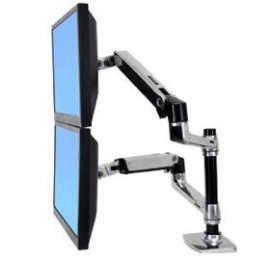 Ergotron Lx Dual Lcd Vertical Stacking Arm Polished Aluminium Max 24in 45-248-026 