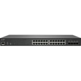 SonicWall Sws14-24Fpoe 24 Ports Manageable Ethernet Switch - Gigabit Ethernet, 10 Gigabit Ethernet - 1000Base-T, 10GBase-X - 2 Layer Supported - 500.40 W Power Consumption - 410 W PoE Budget - Optical Fiber, Twisted Pair - PoE Ports - 1U - Rack-mountable