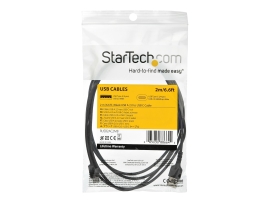 Startech 2M USB2.0 To USB-C Cable, Durable, 60W Power Passthrough, Black, M/M, Ltw RUSB2AC2MB