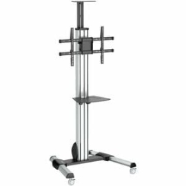 StarTech.com Tv Cart - For 32" To 75" Displays - Av Cart - Height Adjustable - Lockable Wheels - Flat Screen Tv Cart - Media Cart On Wheels - 1 Shelf - 40.10 Kg Load Capacity - 4 Casters - Steel, Aluminium - 701 Mm Length X 828 Mm Width X 2141.2 Mm Heigh