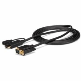 StarTech.com HDMI To VGA Cable - 10 Ft / 3m - 1080p - 1920 X 1200 - Active HDMI Cable - Monitor Cable - Computer Cable - Cable For Video Device, Monitor, Projector, Mac, Workstation, Tv - First End: 1 X 19-pin HDMI Digital Audio/Video - Male, 1 X 5-pin M
