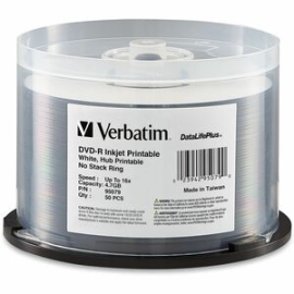 Verbatim DataLifePlus Dvd Recordable Media - Dvd-R - 16x - 4.70 Gb - 50 / Pack - White - 120mm - Printable 95079