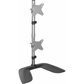 StarTech.com Vertical Dual Monitor Stand, Free Standing Height Adjustable Stacked Monitor Stand Up To 27" (17.6lb/8kg) Vesa Mount Displays - Up To 68.6 Cm (27") Screen Support - 16 Kg Load Capacity - 94 Cm Height X 11.4 Cm Width - Desktop, Tabletop - Alu