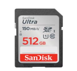 SanDisk Ultra SDXC, SDUNC 512GB, C10, UHS-I, 150MB/s R, 4x6, 10Y SDSDUNC-512G-GN6IN