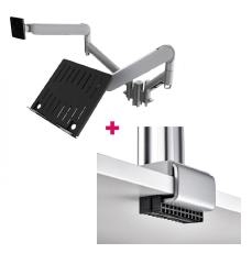 Atdec AWMS-2-ND13 Notebook-Monitor Combo Mount + 135mm Post / 9kg (20lb) Flat Screens, 6kg (13.5lb) Curved Screens + C Clamp Desk Fixing, Silver AWMS-2-ND13-C-S