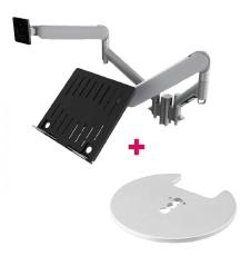 Atdec AWMS-2-ND13 Notebook-Monitor Combo Mount + 135mm Post / 9kg (20lb) Flat Screens, 6kg (13.5lb) Curved Screens + Grommet Clamp Desk Fixing, Silver AWMS-2-ND13-G-S
