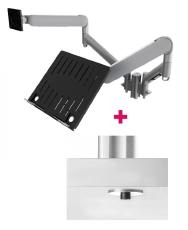 Atdec AWMS-2-ND13 Notebook-Monitor Combo Mount + 135mm Post / 9kg (20lb) Flat Screens, 6kg (13.5lb) Curved Screens + Bolt-Through Desk Fixing, Silver AWMS-2-ND13-B-S