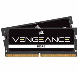 DDR5, 4800MT/s 64GB 2x32GB SODIMM, Unbuffered, 40-40-40-77, Black PCB, Std PMIC, 1.1V, VENGEANCE CMSX64GX5M2A4800C40