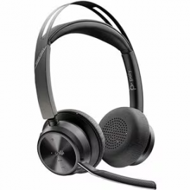 HP Poly Voyager Focus 2 Wired/Wireless On-ear, Over-the-head Stereo Headset - Black - Siri, Google Assistant - Binaural - Ear-cup - 5000 cm - Bluetooth - 20 Hz to 20 kHz - 150 cm Cable - Electret Condenser, MEMS Technology Microphone - USB Type C, Mic 77Y