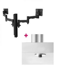 Atdec AWMS-2-4640 Dual 18.11&quot; Monitor Arms on 15.75&quot; Post and Bolt-Through Desk Fixing, Black AWMS-2-4640-B-B