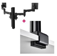 Atdec AWMS-2-4640 Dual 18.11&quot; Monitor Arms on 15.75&quot; Post and C Clamp Desk Fixing, Black AWMS-2-4640-C-B