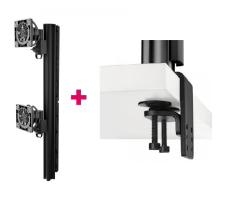 Atdec AWMS-2-LTHT75 Post Mounted Dual 49&quot; Display Stand and Heavy-Duty F Clamp Desk Fixing, Black AWMS-2-LTH75-H-B