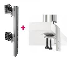 Atdec AWMS-2-LTHT75 Post Mounted Dual 49&quot; Display Stand and Heavy-Duty F Clamp Desk Fixing, Silver AWMS-2-LTH75-H-S