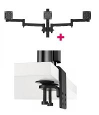 Atdec AWMS-3-13714 Triple 5.11&quot; and 27.95&quot; Monitor Arms on 15.75&quot; Post and Heavy-Duty F Clamp Desk Fixing, Black AWMS-3-13714-H-B