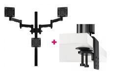 Atdec AWMS-3-TH467 Triple Monitor &quot;Stack&quot; Desk Mount and Heavy-Duty F Clamp Desk Fixing, Black AWMS-3-TH467-H-B