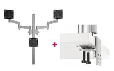 Atdec AWMS-3-TH467 Triple Monitor &quot;Stack&quot; Desk Mount and Heavy-Duty F Clamp Desk Fixing, Silver AWMS-3-TH467-H-S