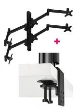 Atdec AWMS-6-13717 Six Monitor Arm 29.5&quot; Post Desk Mount and Heavy-Duty F Clamp Desk Fixing, Black AWMS-6-13717-H-B