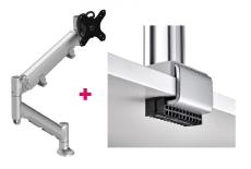 Atdec AWMS-HXB Heavy Duty 23.5&quot; Dynamic Monitor Arm and C Clamp Desk Fixing, Silver AWMS-HXB-C-S