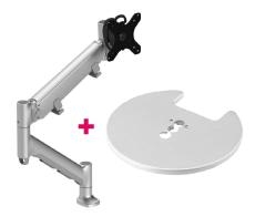 Atdec AWMS-HXB Heavy Duty 23.5&quot; Dynamic Monitor Arm and Grommet Clamp Desk Fixing, Silver AWMS-HXB-G-S