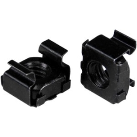 StarTech.com M6 Cage Nuts - 50 Pack, Black - M6 Mounting Cage Nuts For Server Rack & Cabinet - Cage Nut - Steel - Black - 50 / Pack CABCAGENUT6B