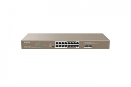 IP-COM PoE Switch: 16 Ports POE GLan + 2SFP Ethernet Unmanaged Switch, Maximum PoE power output 230W, single port 30W, 4 modes (standard, priority, extend, VLAN), 36Gbps backplane bandwidth, Rack mountable G1118P-16-250W