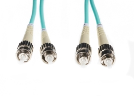 10m St-St OM4 Multimode Fibre Optic Cable: Aqua FL.OM4STST10M