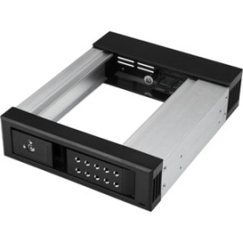 StarTech.com Drive Bay Adapter For 5.25" Serial Attached Scsi (Sas), Sata/600 - Serial Ata/600 Host Interface Internal - Black - 1 X Hdd Supported - 1 X Total Bay - 1 X 3.5" Bay - Aluminium HSB1SATSASBA