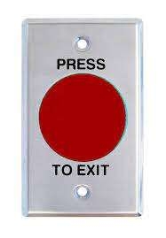 SECOR S2664RED RED MUSHROOM EXIT BUTTON STD STAINLESS PLATE 1YR