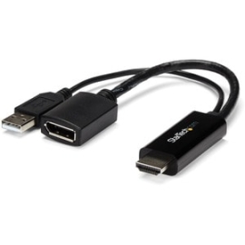 StarTech.com HDMI To DisplayPort Adapter - 4K 30Hz - HDMI To DisplayPort Converter - Compact HDMI To DP Adapter - USB-Powered - 1 X 19-pin HDMI Digital Audio/Video - Male - 1 X 20-pin DisplayPort Digital Audio/Video - Female, 1 X Powered USB Type A - Mal
